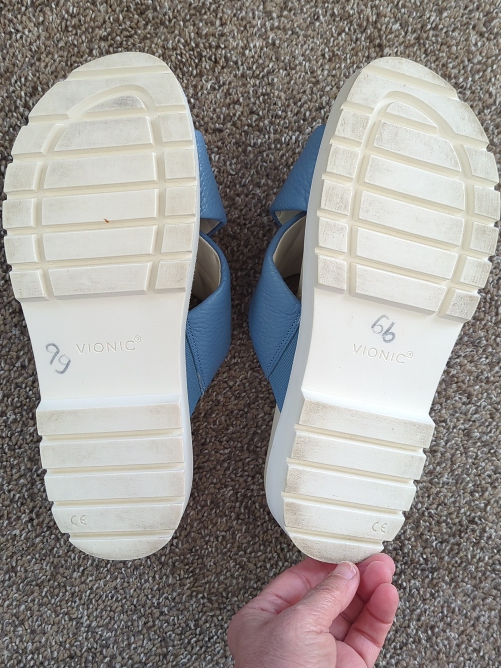 Vionic Blue Leather Vesta Comfort Slide Sandals - Picture 5 of 9